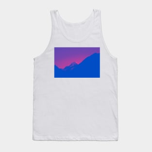 Blue and pink gradient colors of snow capped mountain Tank Top